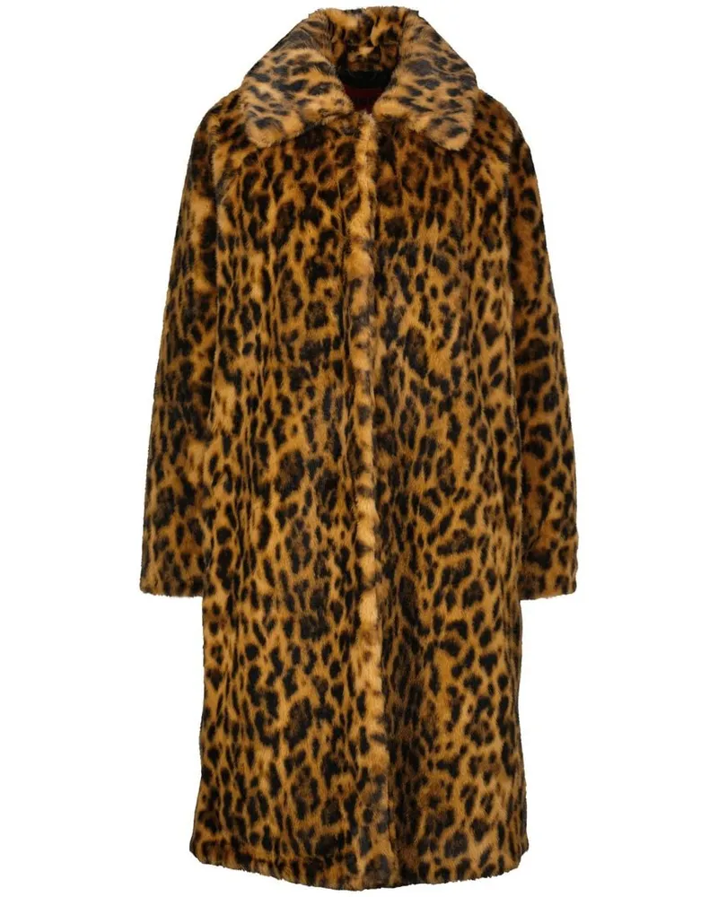 HUGO BOSS Damen Mantel mit Leo-Print MAFELDA-1 Beige