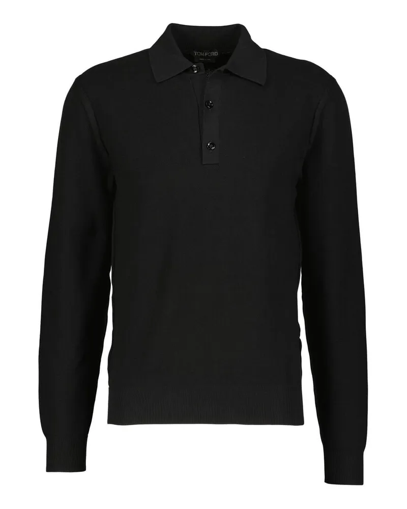 Tom Ford Herren Poloshirt aus Baumwolle und Seide Schwarz