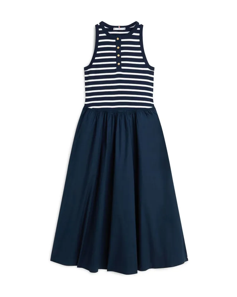 Tommy Hilfiger Damen Midikleid Baumwolle Dunkelblau