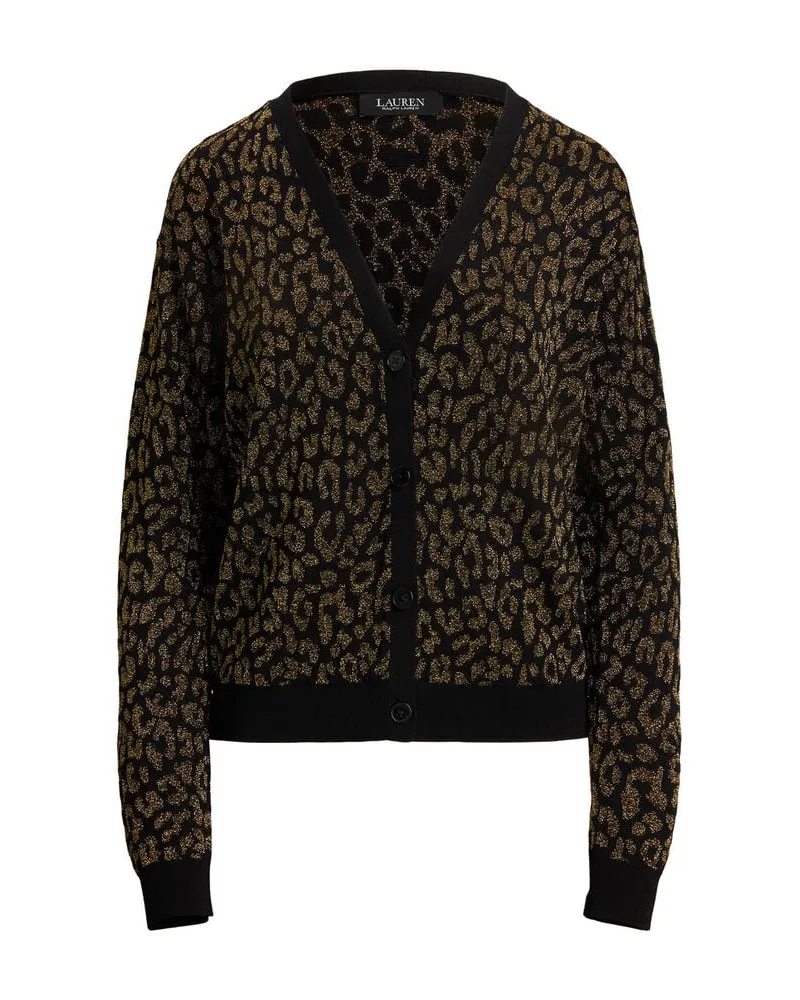 Ralph Lauren Damen Strickjacke mit Leomuster Gold