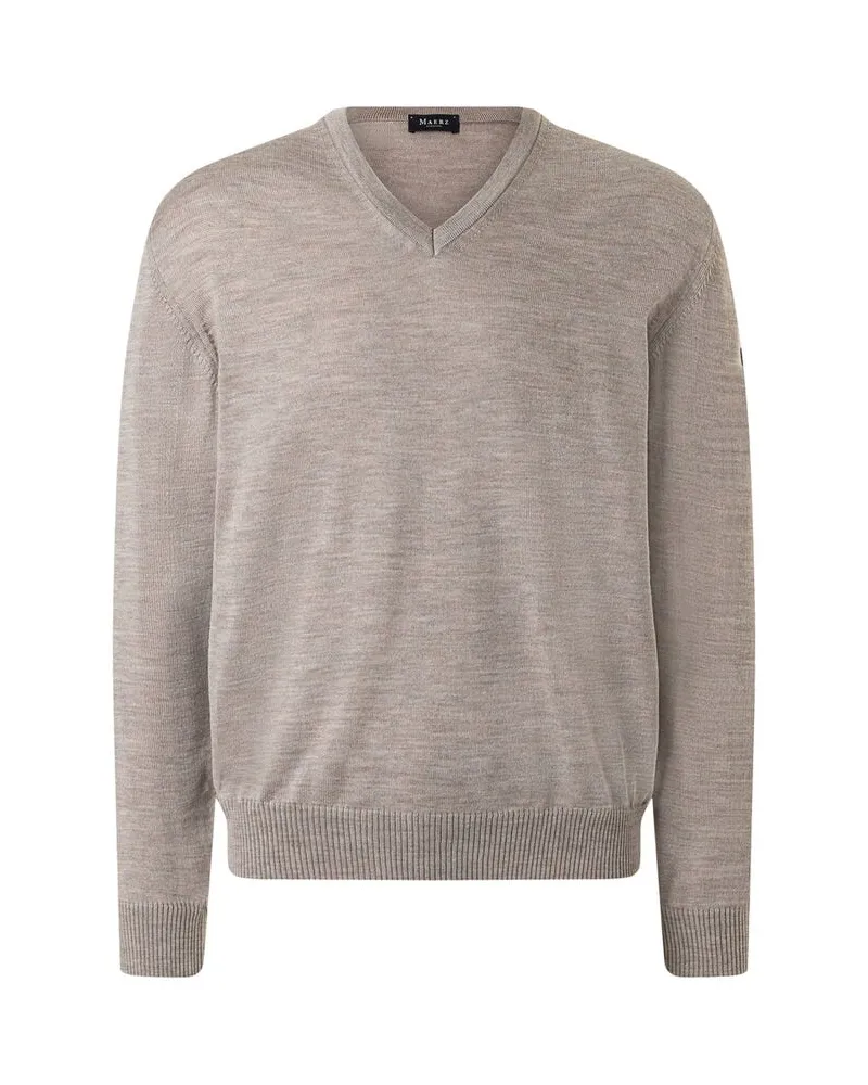 Maerz Herren Strickpullover aus Schurwolle Classic Fit Coffee