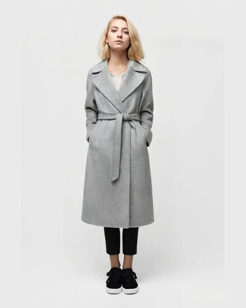 Max Mara Damen Mantel TEMPERA Straight Fit aus Wolle-Alpaka-Mix Grau