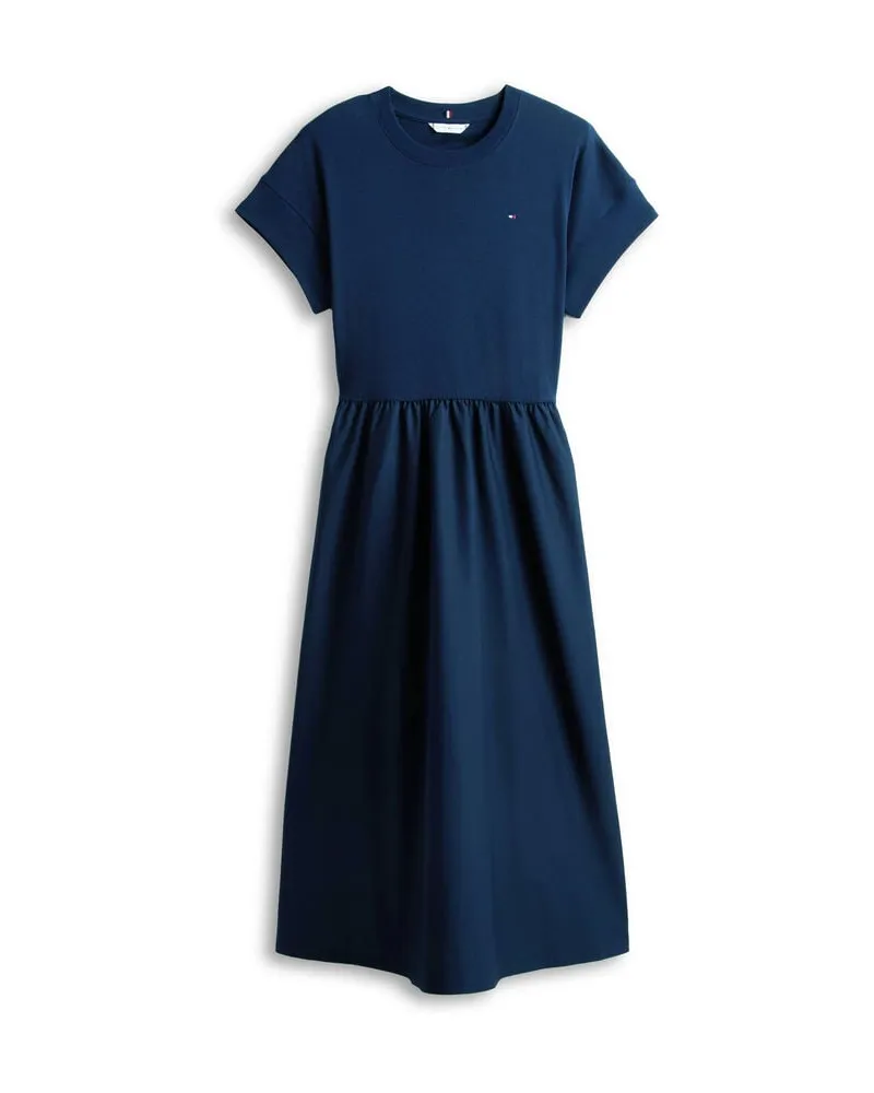 Tommy Hilfiger Damen Midikleid aus Baumwolle Marine
