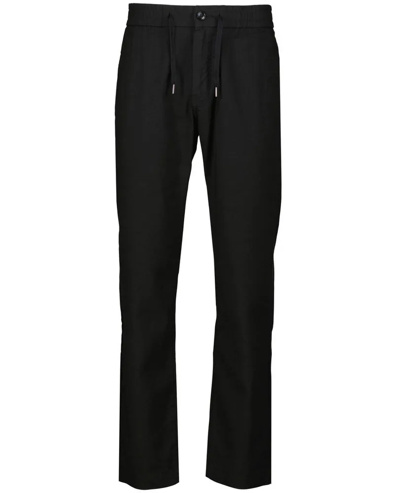 HUGO BOSS Herren Hose mit Leinen SANDERSON-L Regular Fit Schwarz