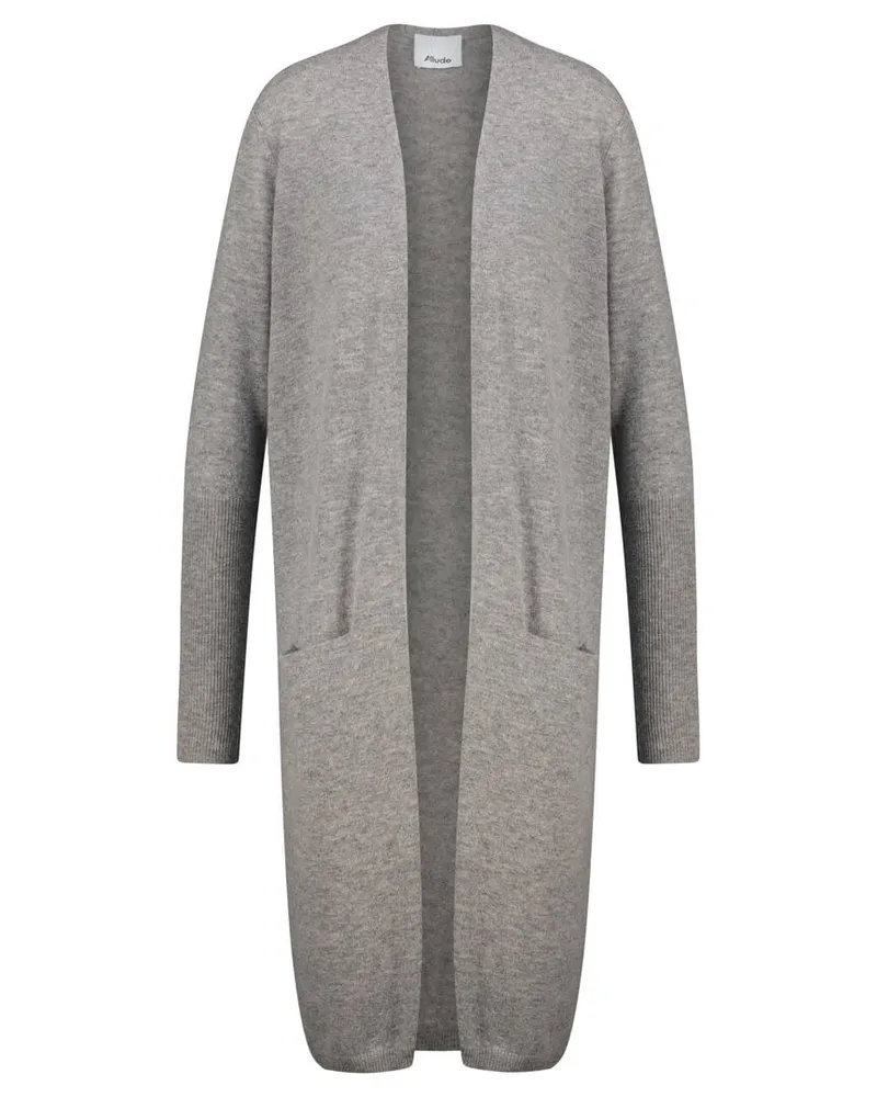 ALLUDE Damen Strickjacke lang aus Wolle und Kaschmir Grau