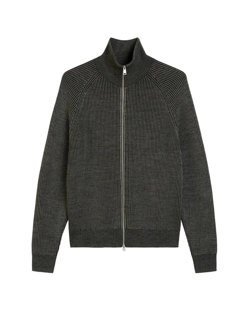 Marc O'Polo Herren Strickjacke mit Reißverschluss Anthrazit