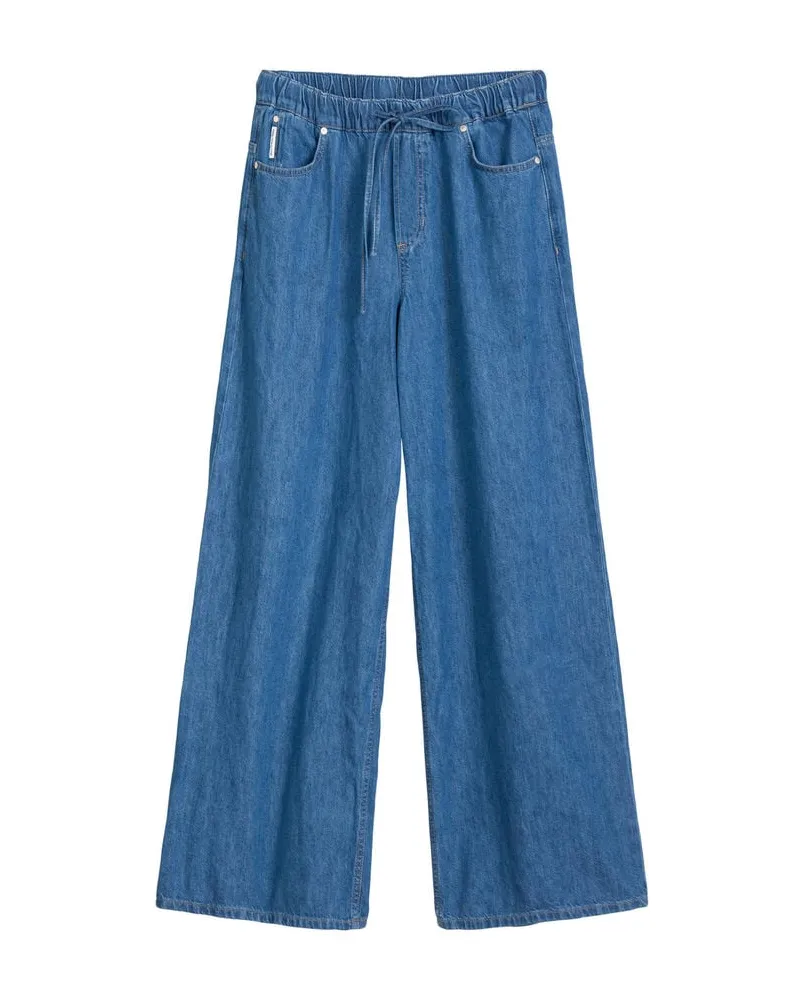 Marc O'Polo Damen Jeans aus Bio-Baumwolle, Lyocell und Leinen Wide Fit Aqua