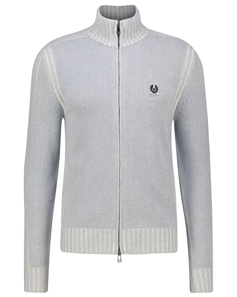 Belstaff Herren Strickjacke  aus Merinowolle SEASONAL WATCH FULL ZIP Bleu