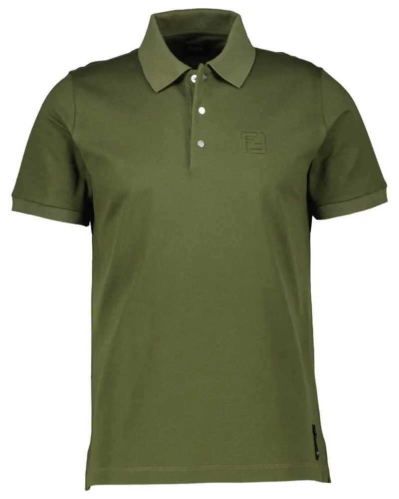 Fendi Herren Poloshirt mit geprägtem Logo Khaki