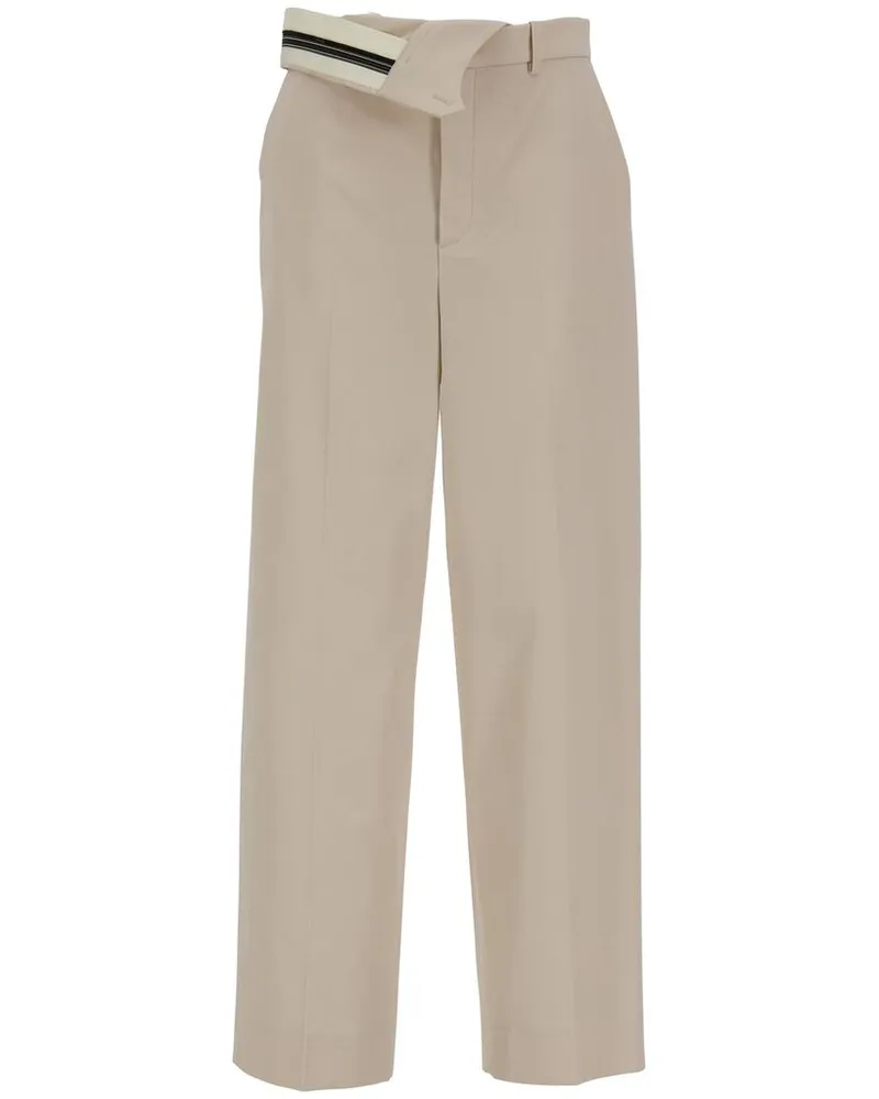 Fendi Damen Stoffhose aus Gabardine mit Wolle Offwhite