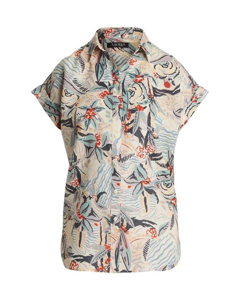Ralph Lauren Damen Leinenbluse mit Print Offwhite