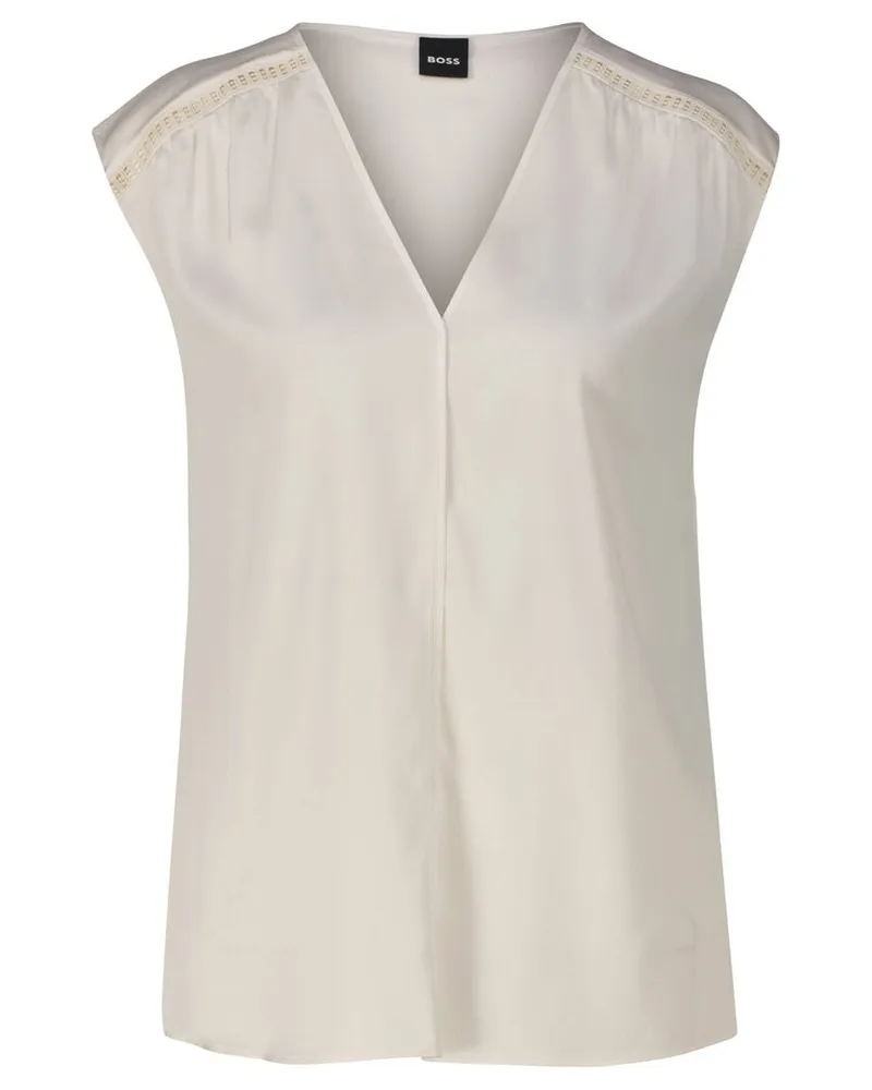 HUGO BOSS Damen Blusentop mit Seide BINADI Weiss