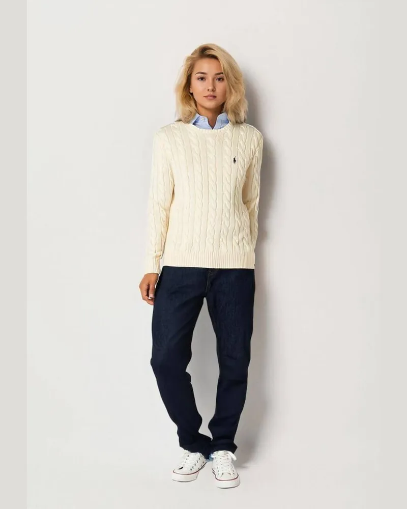 Ralph Lauren Damen Strickpullover aus Wolle und Kaschmir Grau