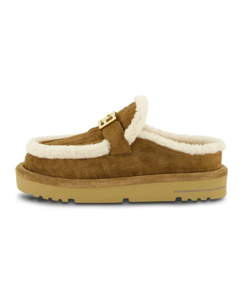 Fendi Damen Sabots aus Veloursleder Nougat