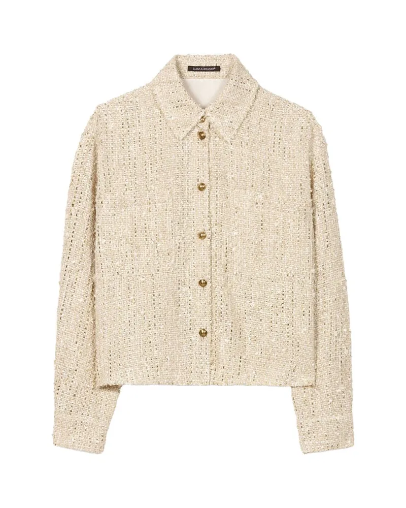 Luisa Cerano Damen Jacke aus Tweed Sand