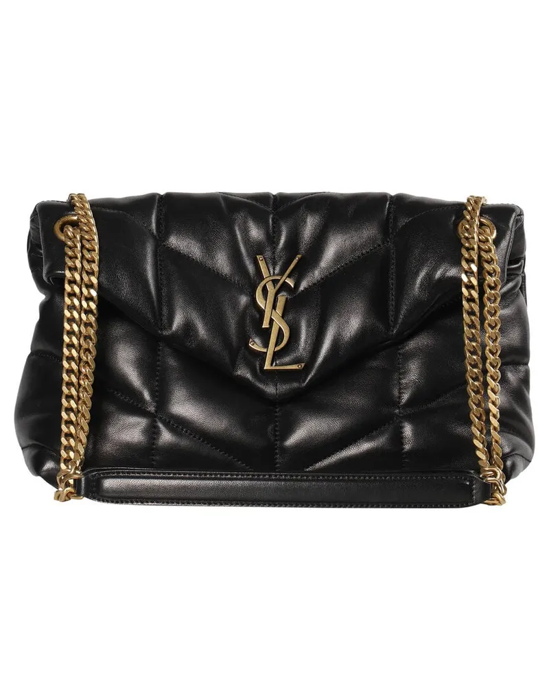Saint Laurent Damen Umhängetasche LOULOU PUFFER Schwarz
