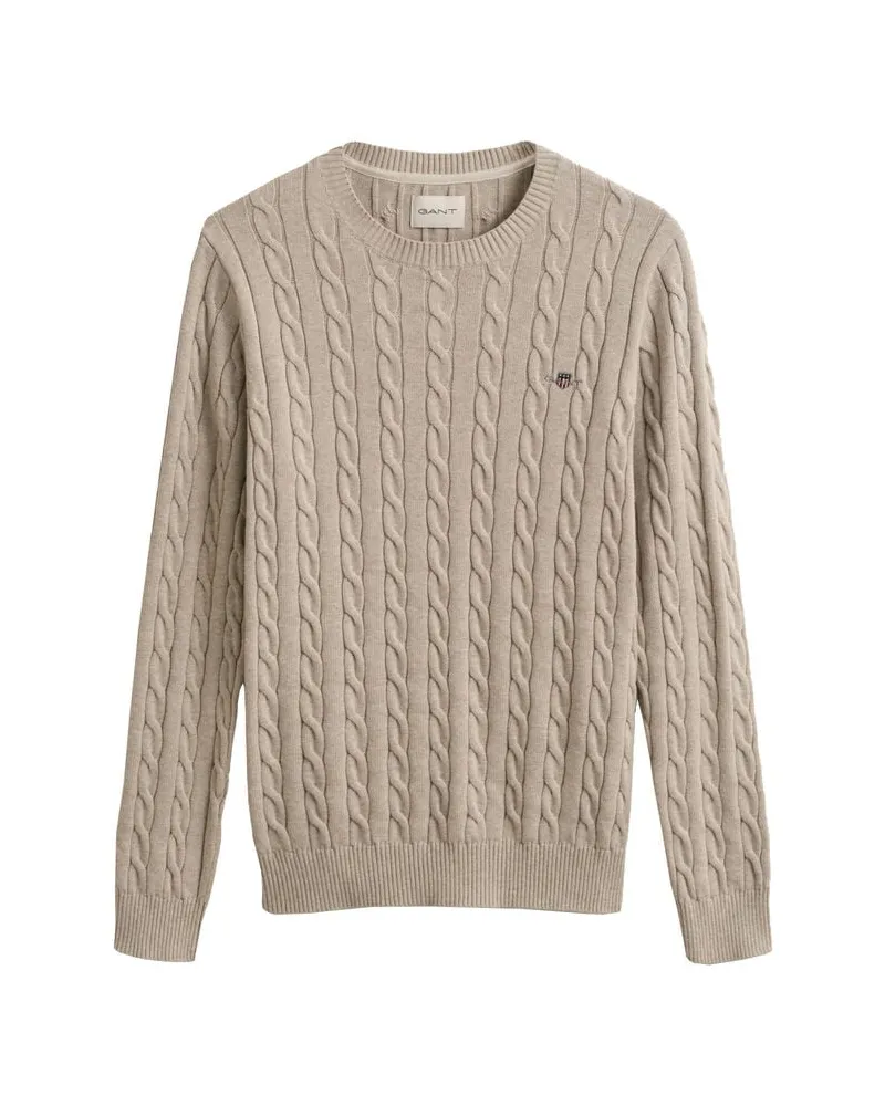 Gant Herren Strickpullover COTTON CABLE NECK Sand
