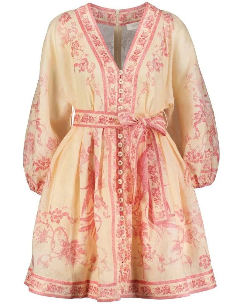 Zimmermann Damen Minikleid aus Leinen Rose