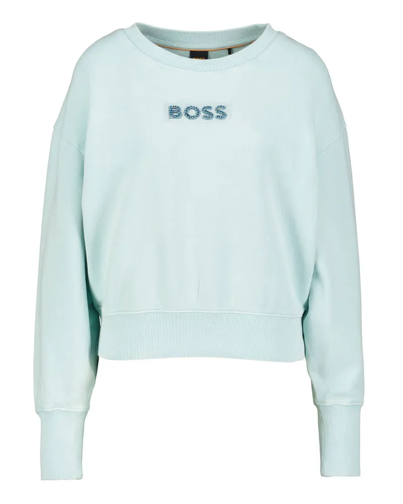 HUGO BOSS Damen Sweatshirt aus Baumwolle C_ELAY_STONEBADGE Aqua