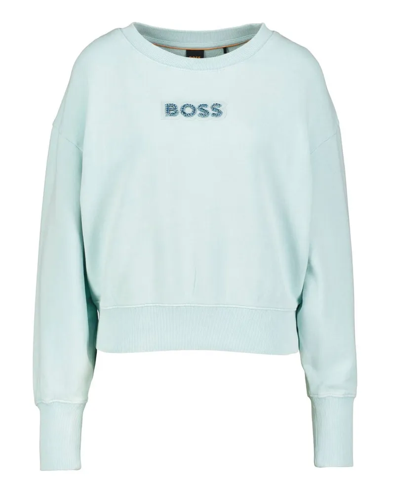 HUGO BOSS Damen Sweatshirt aus Baumwolle C_ELAY_STONEBADGE Aqua