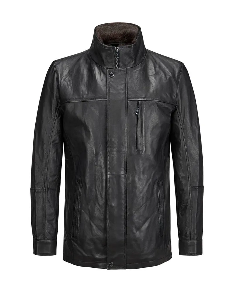 Milestone Herren Lederjacke MSBERNARDO aus Leder Schwarz