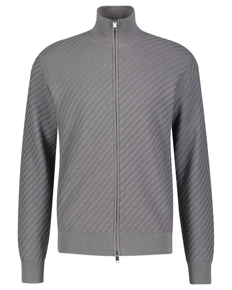 Brioni Herren Strickjacke mit Reißverschluss Anthrazit
