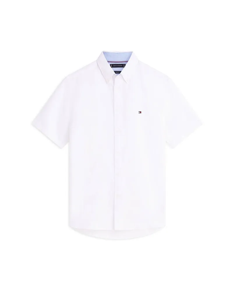 Tommy Hilfiger Herren Hemd aus Leinen-Baumwoll-Mix Weiss