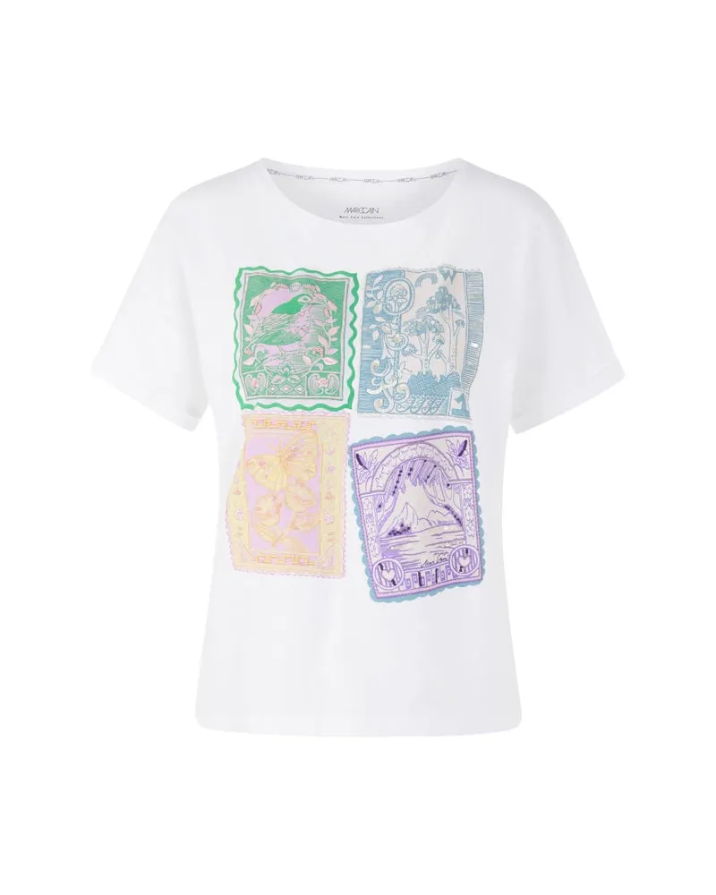 Marc Cain Damen T-Shirt aus Baumwolle Weiss
