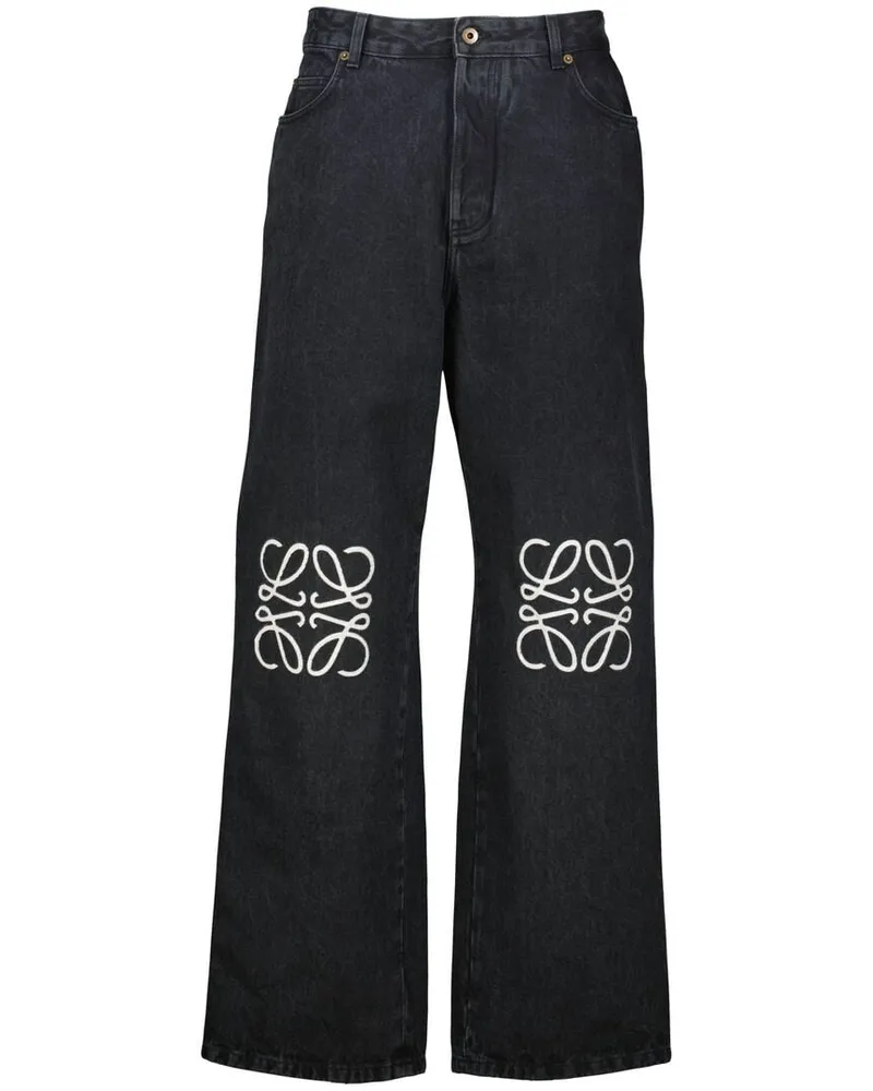Loewe Herren Baggy Jeans aus Denim Schwarz