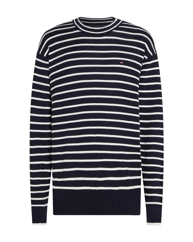 Tommy Hilfiger Herren Pullover mit Breton-Streifen Blau