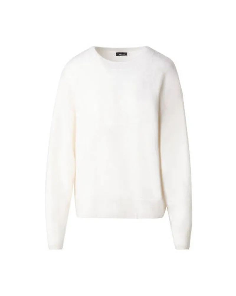 Akris Damen Pullover aus gebürstetem Kaschmir Weiss