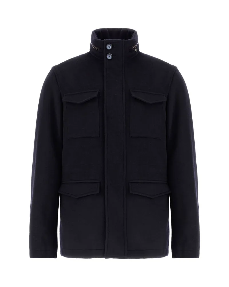 Herno Herren Fieldjacket aus Wolle und Kaschmir Marine
