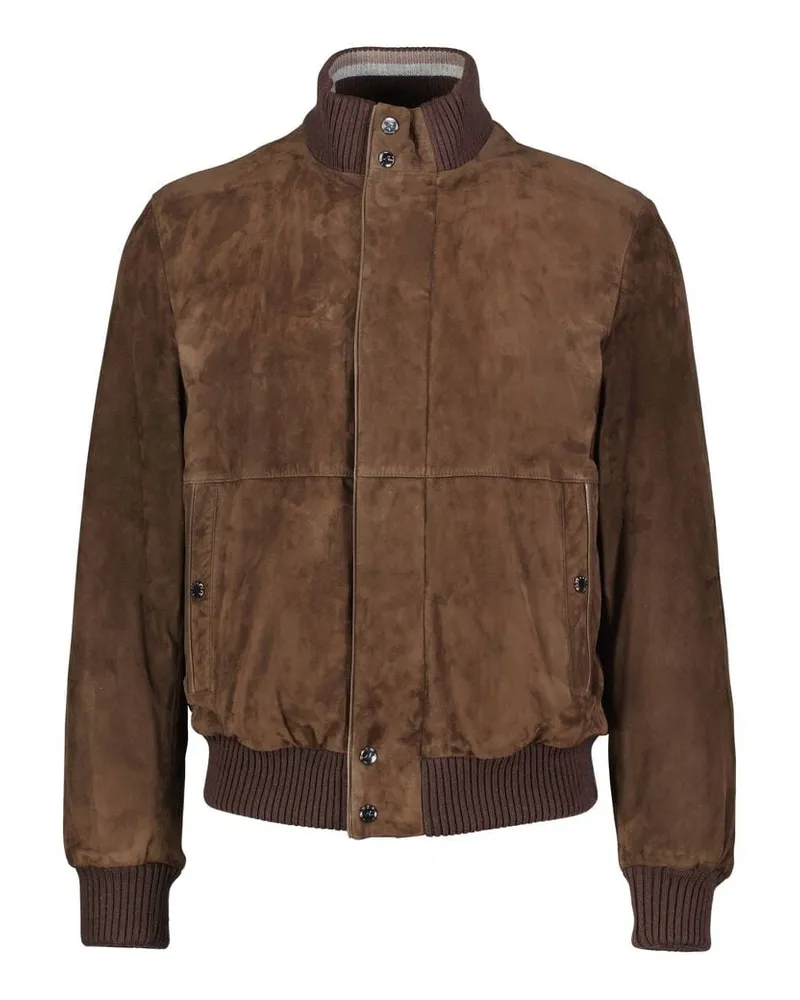 Paul & Shark Herren Lederjacke Braun
