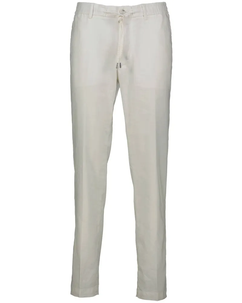 HUGO BOSS Herren Hose mit Leinen C-KANE-RDS Regular Fit Weiss
