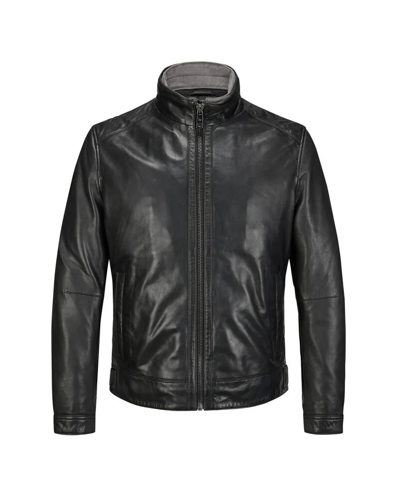 Milestone Herren Jacke MSBARNEY Regular Fit aus Leder Schwarz