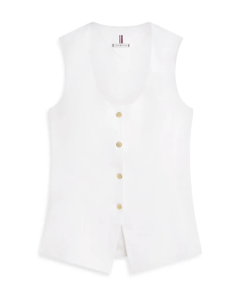 Tommy Hilfiger Damen Weste aus Leinenmix Weiss