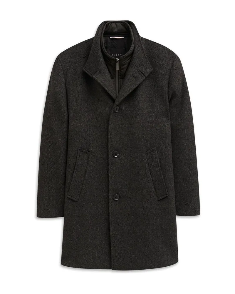 Bugatti Herren Mantel Regular Fit aus Wolle Anthrazit