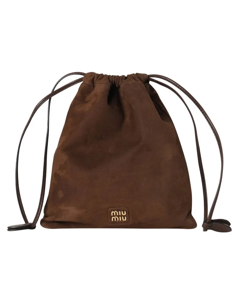 Miu Miu Damen Beuteltasche aus Wildleder Braun