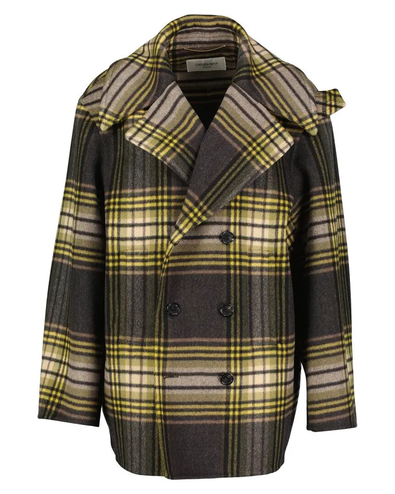 Saint Laurent Damen Cabanjacke aus Wolle MANTEAU Mehrfarbig