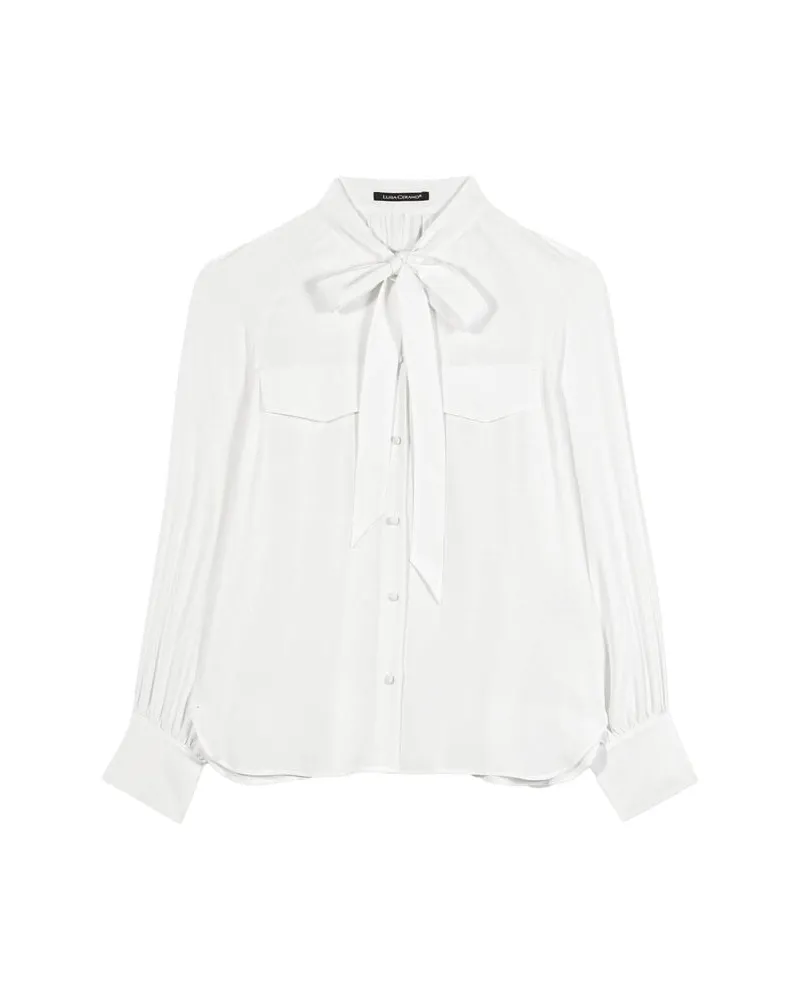 Luisa Cerano Damen Schluppenbluse aus Seiden-Mix Offwhite