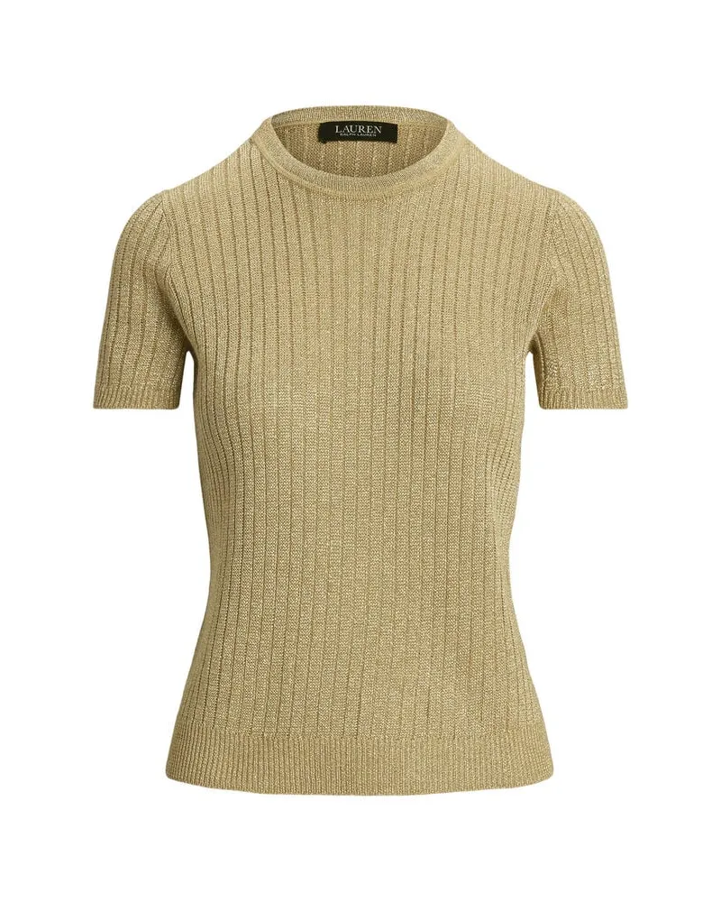 Ralph Lauren Damen Kurzarmpullover aus Metallic-Leinenmischung Pink