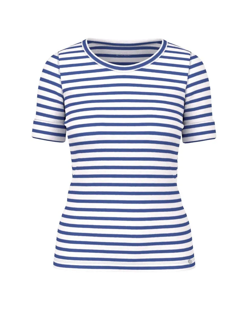 Marc Cain Damen T-Shirt aus Baumwoll-Rip Aqua