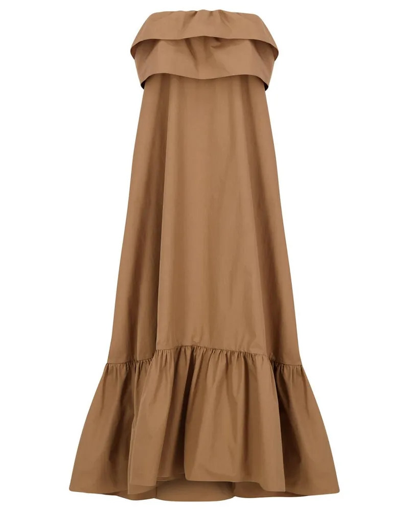 Saint Laurent Damen Rüschenkleid trägerlos Camel