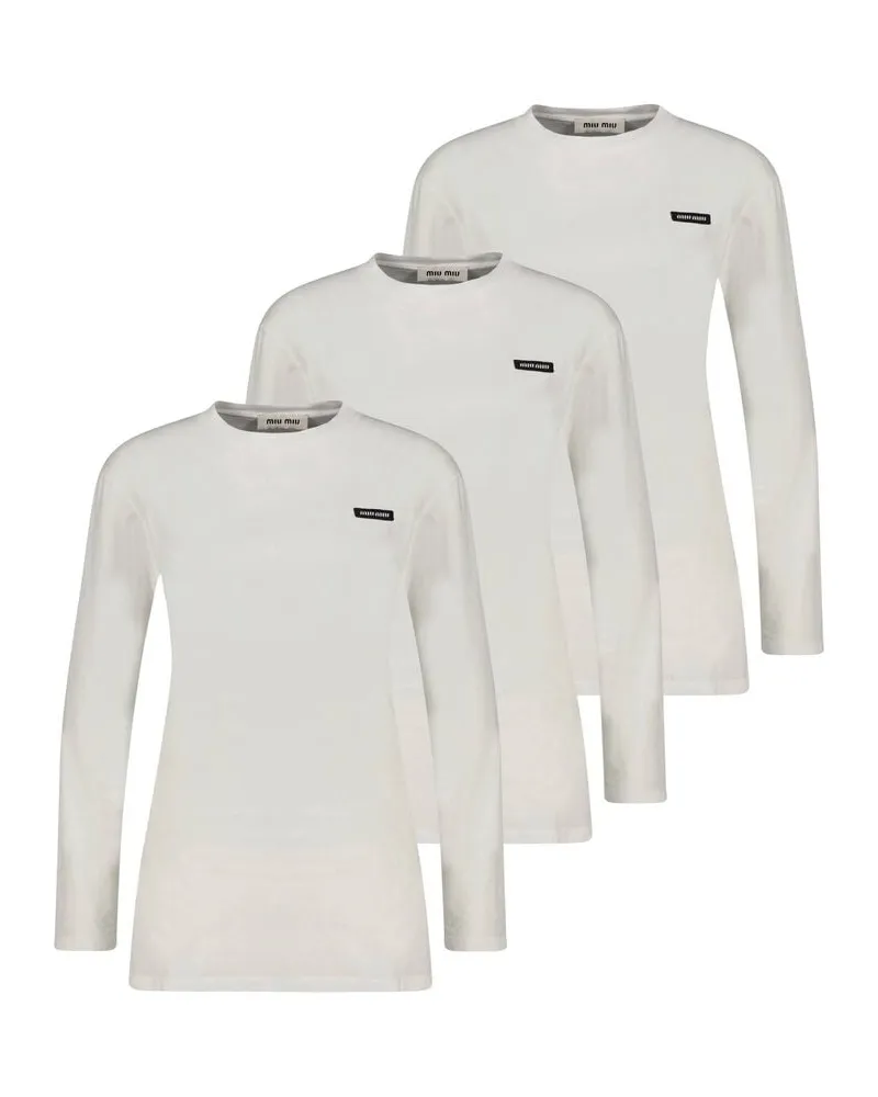 Miu Miu Damen T-Shirt 3er Set Weiss