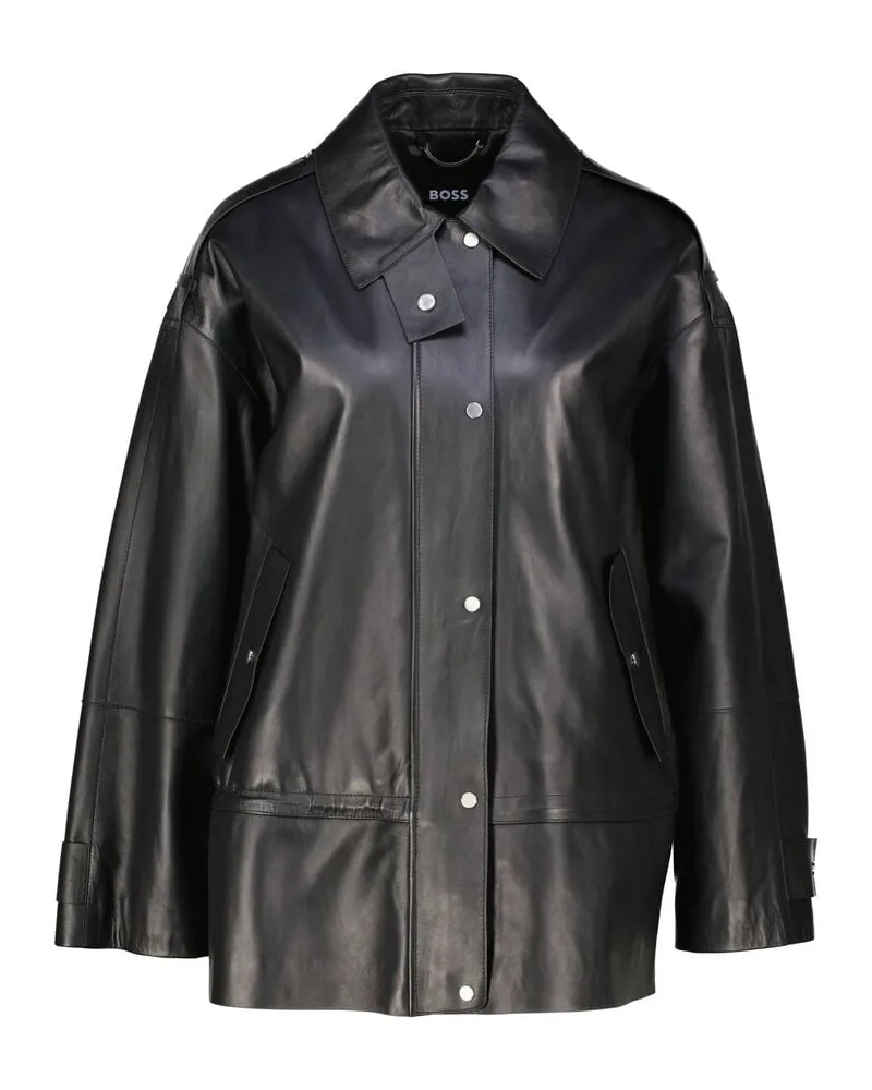 HUGO BOSS Damen Lederjacke SALAHA Schwarz