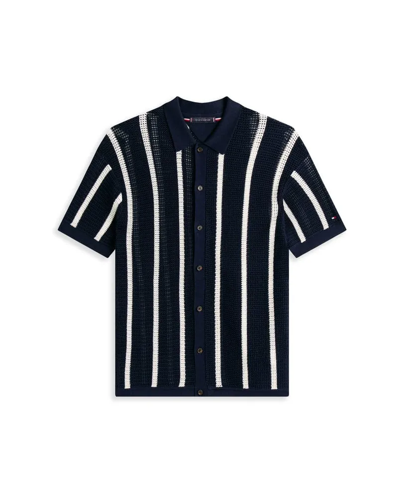 Tommy Hilfiger Herren Kurzarmhemd aus Lochstrick Weiss