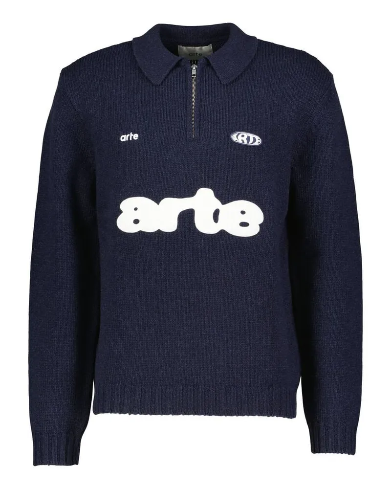 Arte Antwerp Herren Pullover mit Polokragen Marine