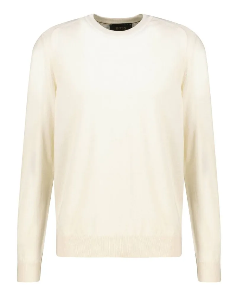 HUGO BOSS Herren Strickpullover aus Wolle, Kaschmir, Seide L-OVERO Weiss