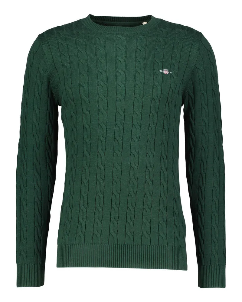 Gant Herren Strickpullover aus Baumwolle COTTON CABLE C-NECK Grün