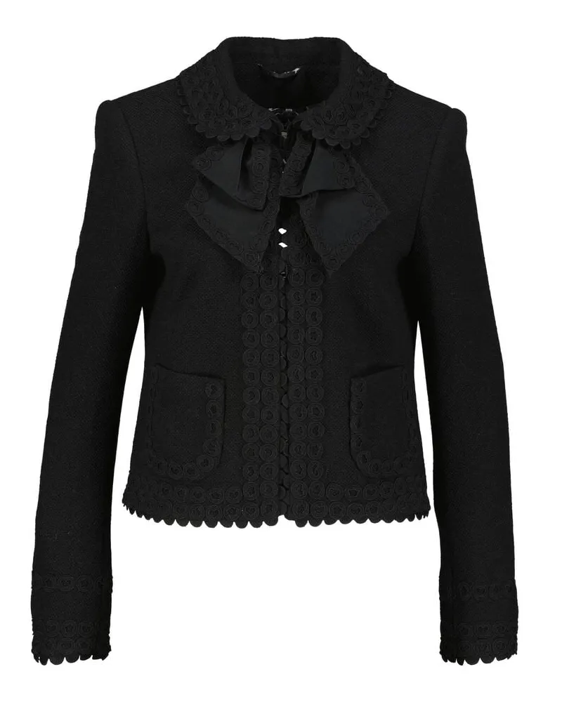 Maison Common Damen Blazerjacke mit Ripsschleife Schwarz